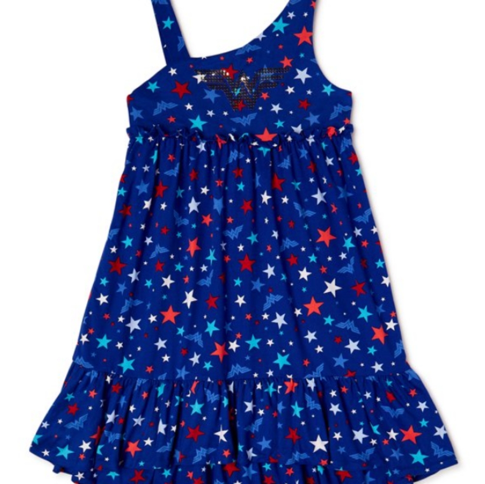 Wonder Woman Girls Fashion Knit Dress with Flip Sequins, Sizes 4